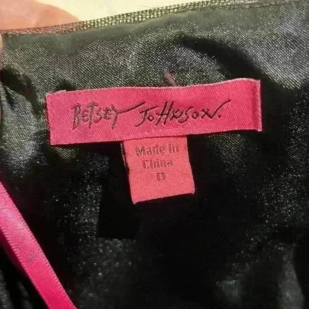 Vintage Betsey Johnson Black Strapless Corset Dress Tulle Ruffle Mesh Bow Size 0
